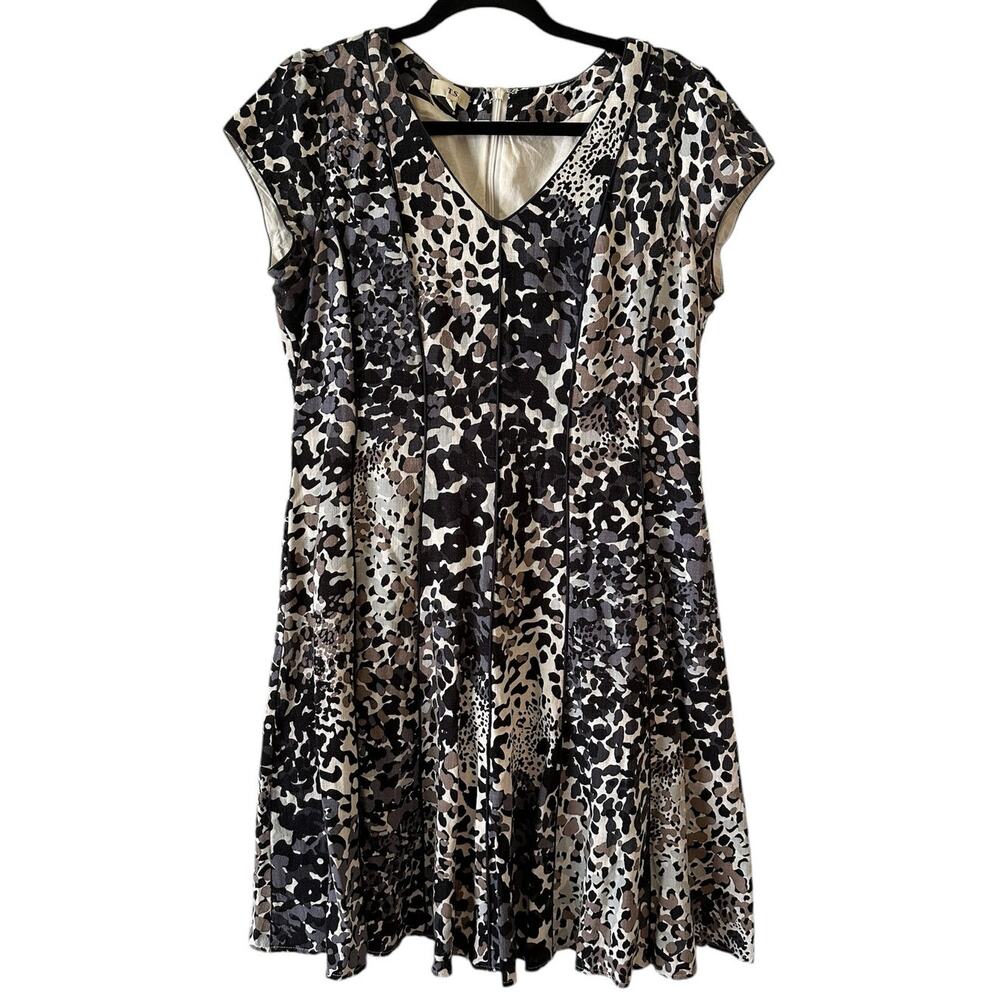 TS Taking Shape Linen Dress Size US 12 | UK 16 Animal Print Mini Fit & Flare